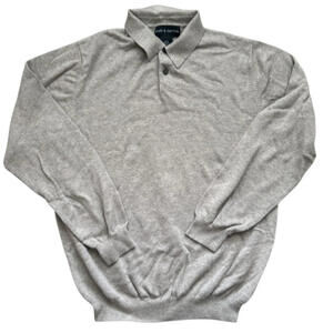 VTG Croft Barrow Knit Polo Shirt Long Sleeve Mens Med Oatmeal Beige Preppy